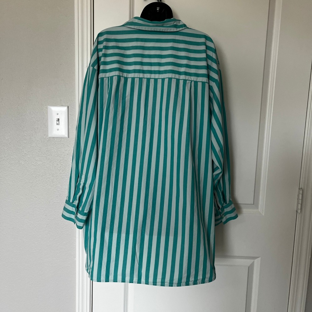 A New Day Womens 2X Striped Button Down Oversized Shirt - Picture 2 of 7